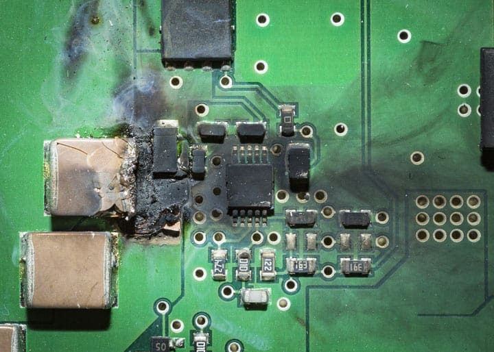 burned circuit board