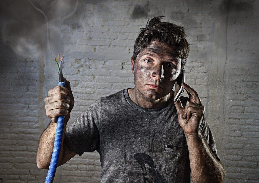 man with electrical emergency